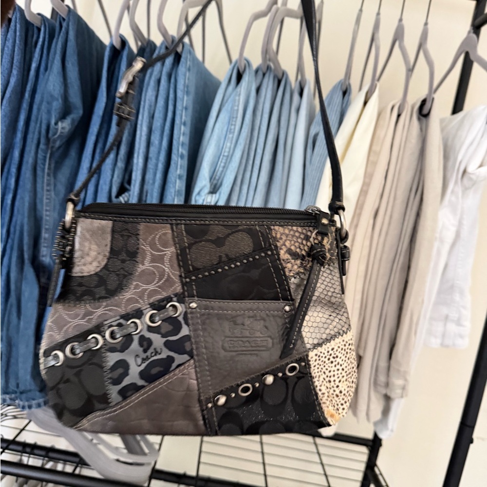 Coach Patchwork Crossbody Bag - Black and Gray
